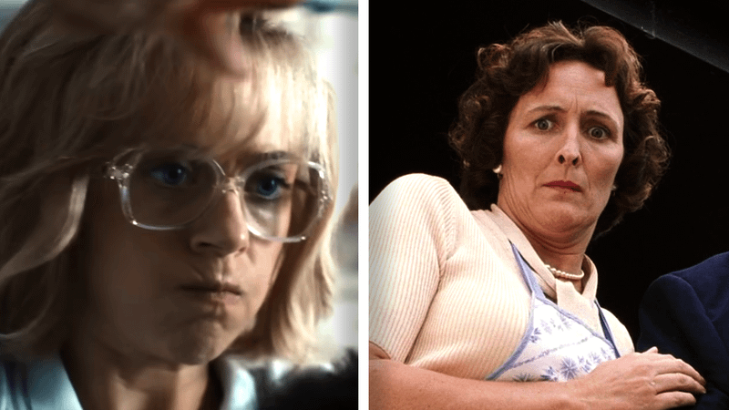 Bel Powley as Petunia Dursley in 'Harry Potter and the Philosopher's Stone' show, Fiona Shaw as Petunia Dursley in 'Harry Potter and the Sorcerer's Stone' movie.