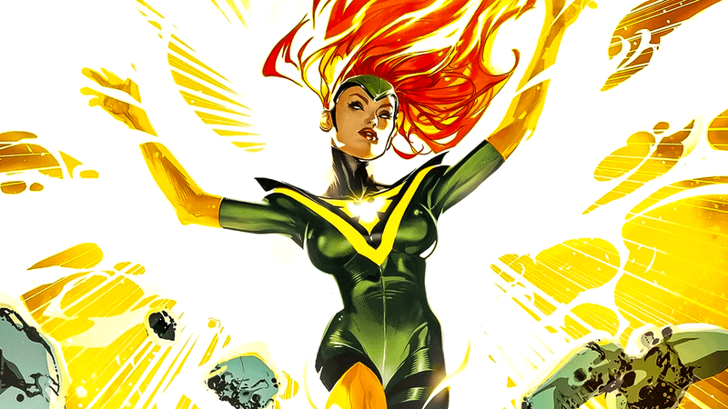 Jean Grey using the Phoenix Force in Marvel Comics.