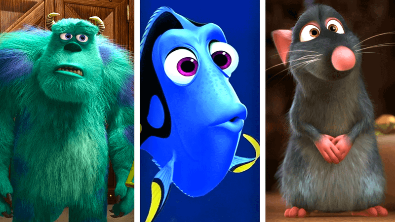 Sully, Dory, and Remy.