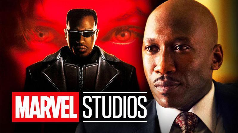 Mahershala Ali as Blade in the MCU alongside Marvel Studios' logo.