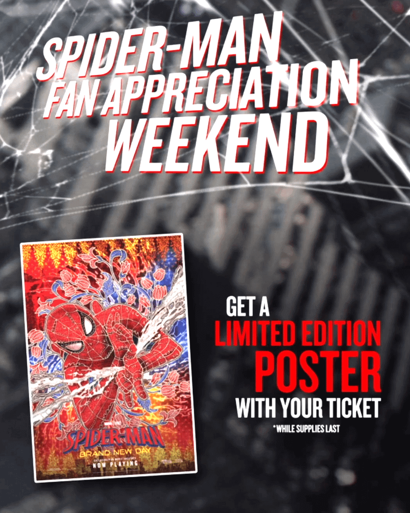 Spider-Man Fan Appreciation Weekend poster.