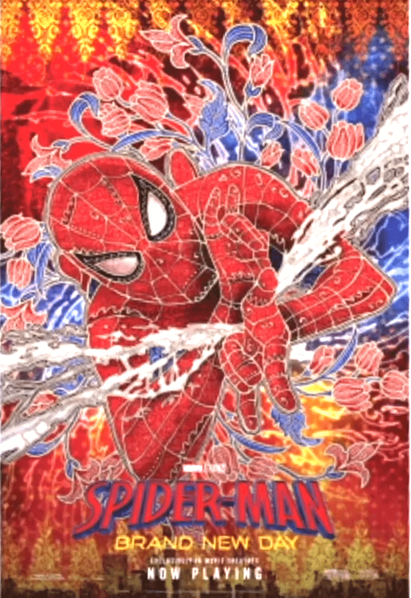 Spider-Man using his webs in new poster.