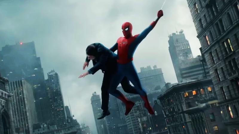 Spider-Man holding a civilian in the air in Brand New Day.