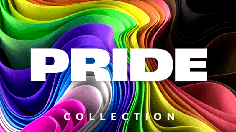Disney+'s Pride collection banner with rainbow colors.