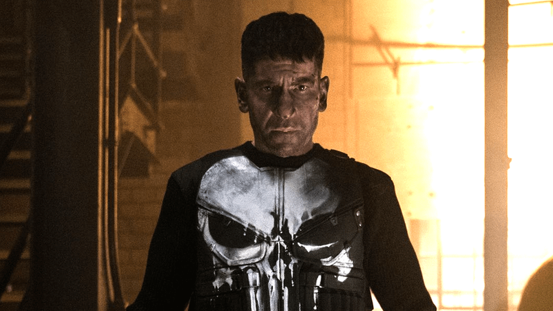 Jon Bernthal in his black Punisher costume in The Punisher