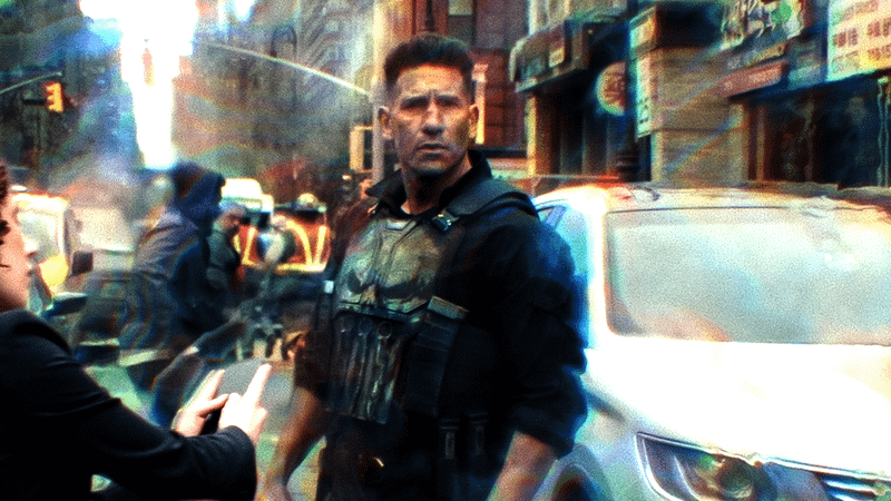 Punisher standing in a crowd in Spider-Man: Brand New Day.