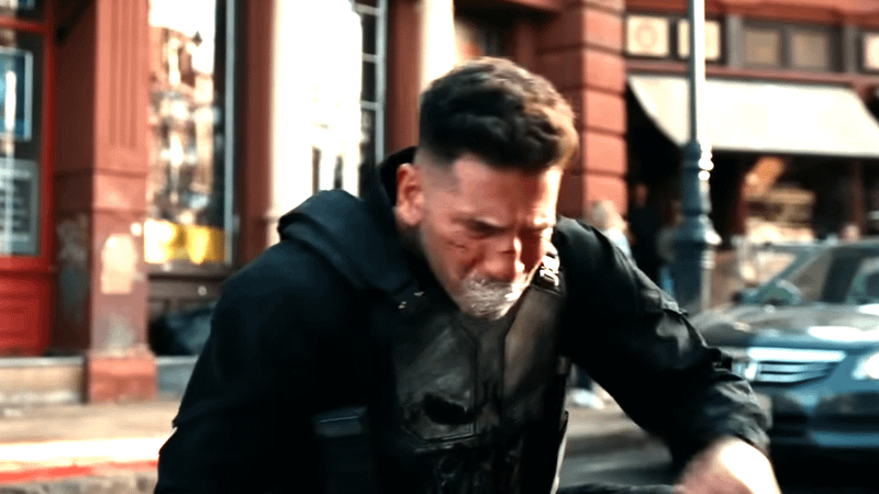 Frank's mouth webbed by Spider-Man.
