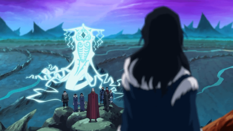 Raava face-to-face with Korra in The Legend of Korra.
