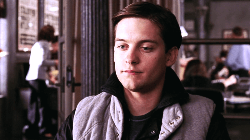 Tobey Maguire as Peter Parker at the Daily Bugle.