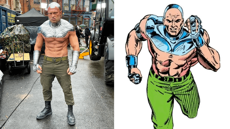 Ramrod in live-action played by Billy Clements alongside Ramrod from Marvel Comics.
