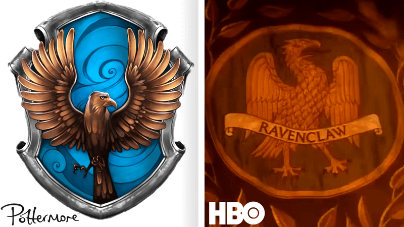 HBO Harry Potter, Ravenclaw logo in books and HBO show.