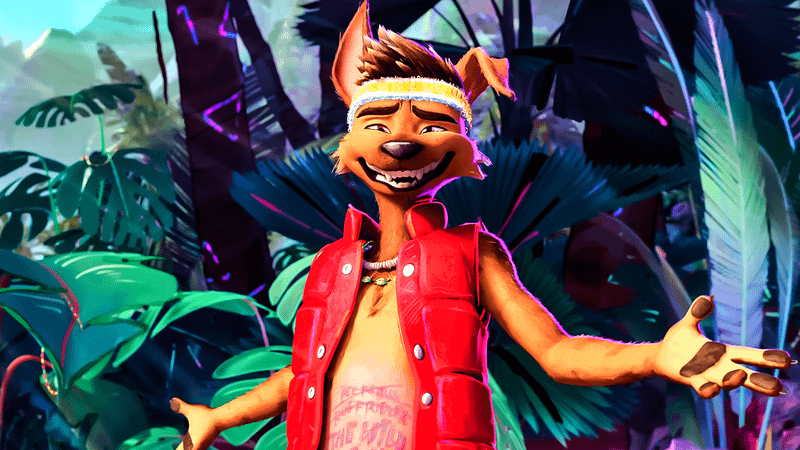 Raww in Forgotten Island smiling with his arms wide open.