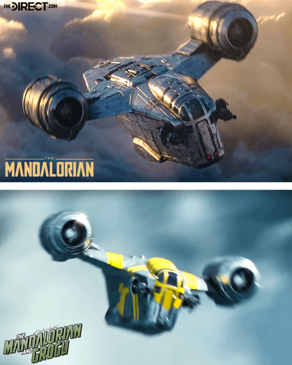 The original Razor Crest from The Mandalorian on the top half of the image and the new Razor Crest in the bottom half of the image.