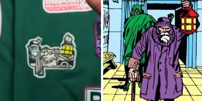 Boris patch on Robert Downey Jr.'s shirt and Boris Karela in Marvel Comics.