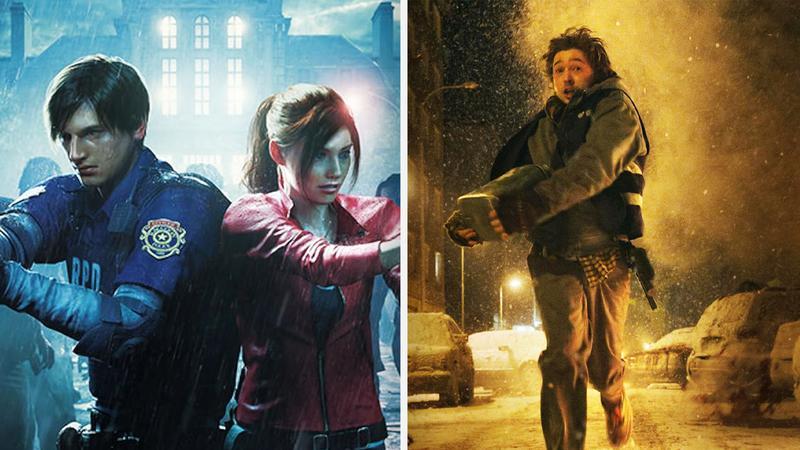 Resident Evil 2 poster with Bryan in Resident Evil in snow.