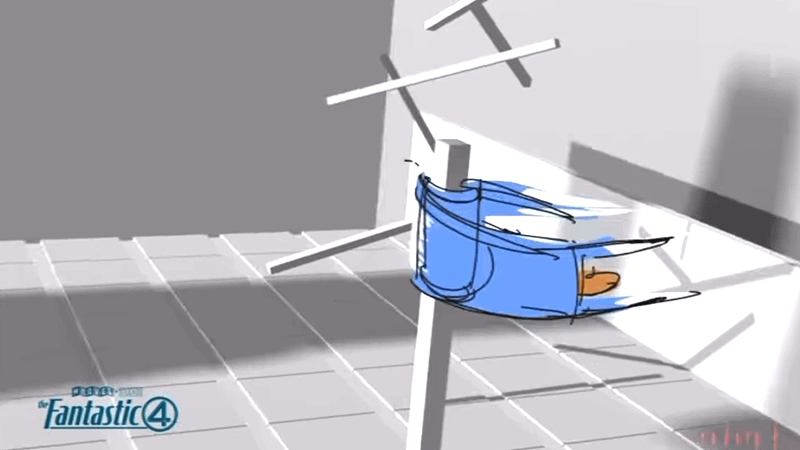 An image of Mr. Fantastic flattening his body. from a concept video of Fantastic Four.