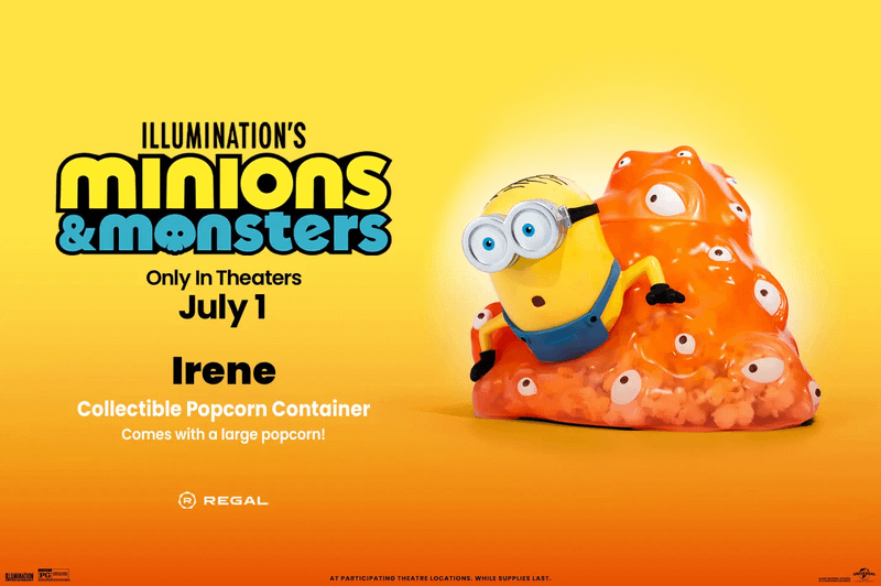 Irene collectible popcorn container for 'Minions & Monsters.'