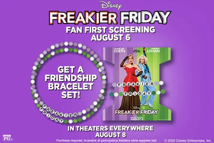 Freakier Friday friendship bracelet ad from Regal Cinemas
