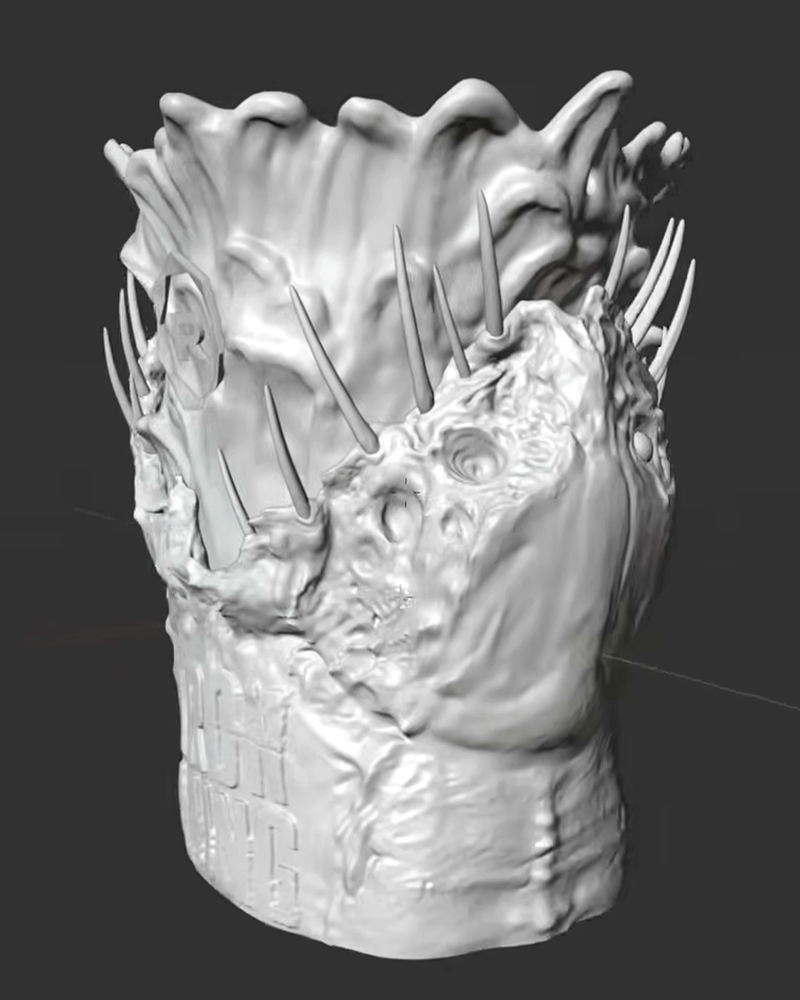 The back of the Iron Lung popcorn bucket