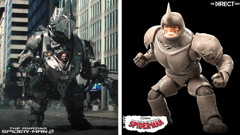 Rhino from The Amazing Spider-Man 2 next to Rhino from Your Friendly Neighborhood Spider-Man.