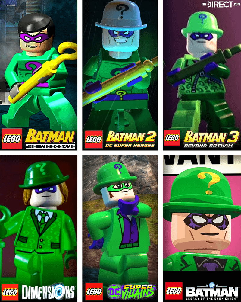 The Riddler in every LEGO video game appearance side by side comparison.