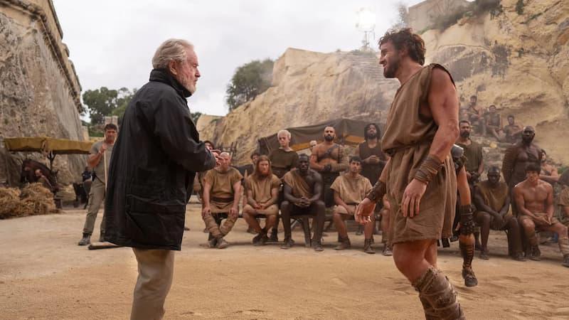 Ridley Scott and Paul Mescal in Gladiator