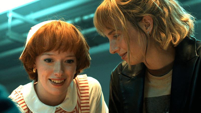 Amybeth McNulty as Vickie and Maya Hawke as Robin in Stranger Things 5.