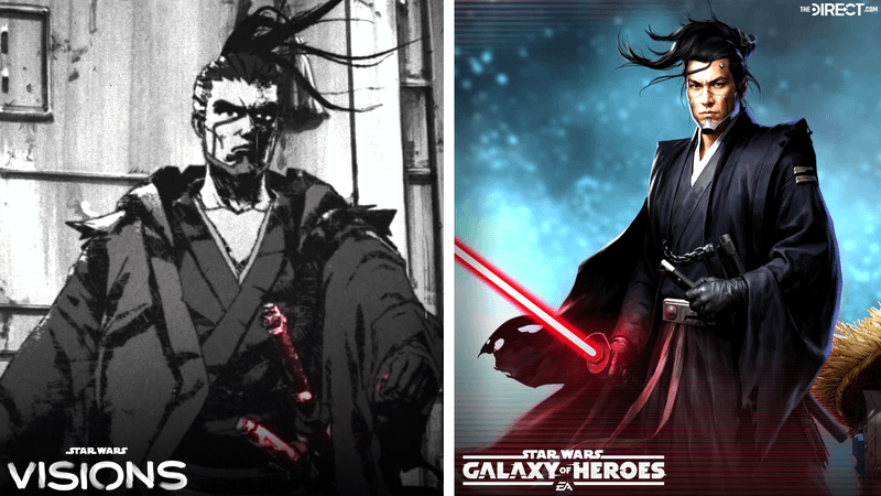 The Ronin in Star Wars Visions vs Galaxy of Heroes.