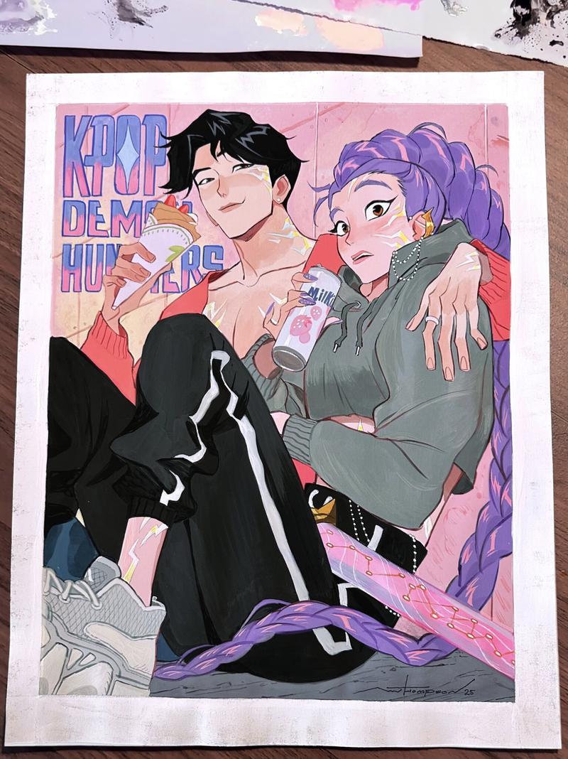 artwork of Rumi and Jinu from KPop Demon Hunters