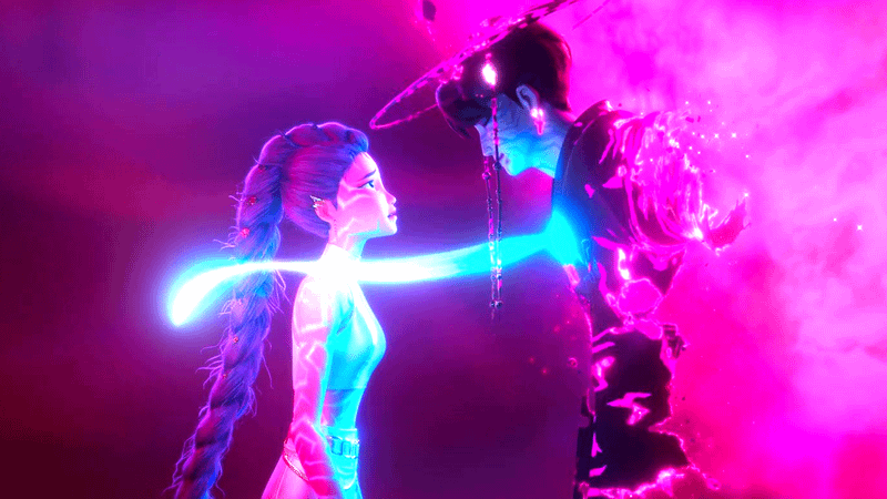 Jinu giving Rumi his soul at the end of KPop Demon Hunters