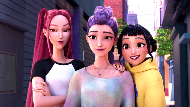 Mira, Rumi, and Zoey in KPop Demon Hunters