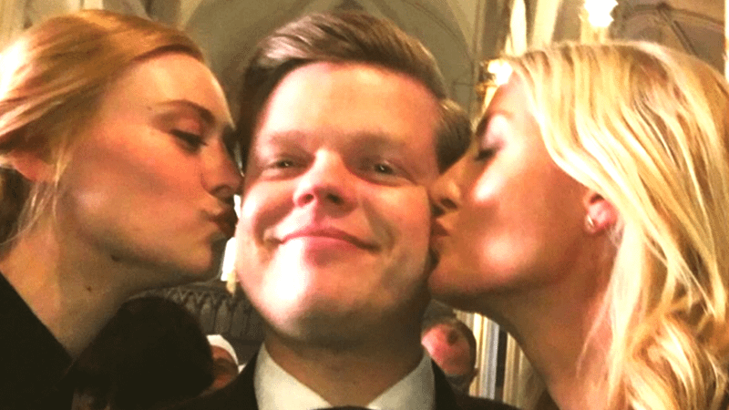 Amy Rutberg, Deborah Ann Woll, and Elden Henson in Instagram picture.