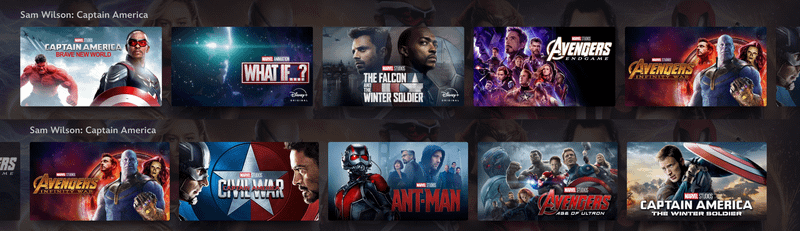Sam Wilson Captain America Disney Plus section