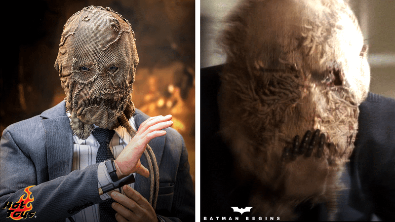 Sculpted version of Scarecrow on the left versus live-action version.