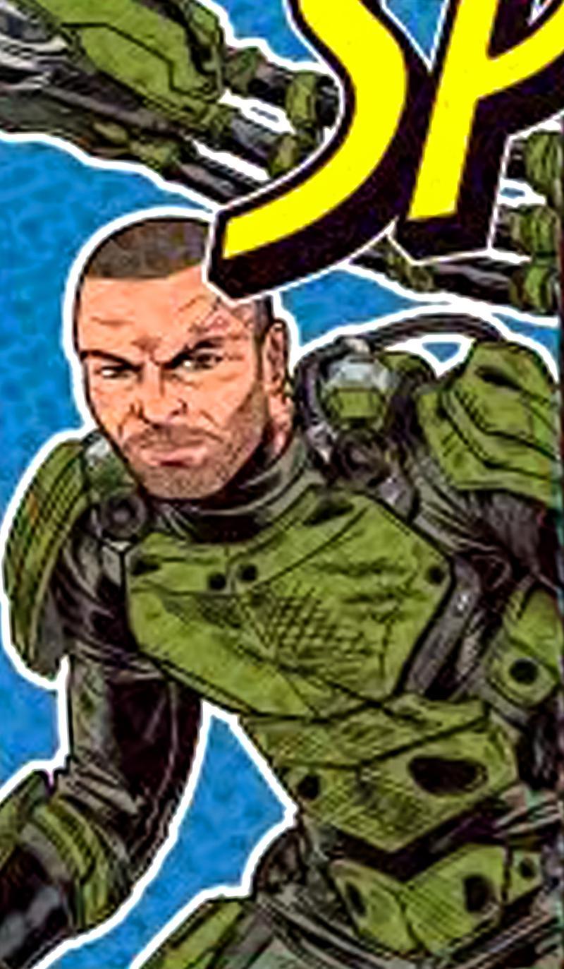 A close-up of promotion art with Michael Mando as Scorpion.