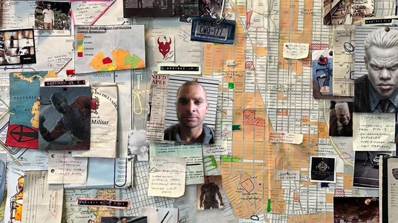 Scorpion's face in the middle of Spider-Man's villain board in Brand New Day.