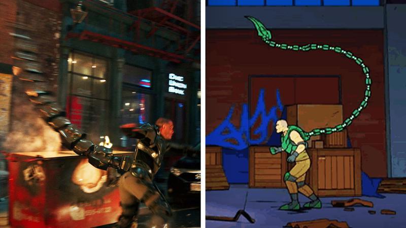 Scorpion suit in Your Friendly Neighborhood Spider-Man versus Brand New Day fighting with tail.