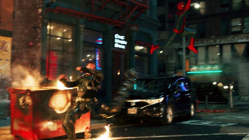 Michael Mando Scorpion Suit in Spider-Man: Brand New Day fighting Spider-Man with tail.