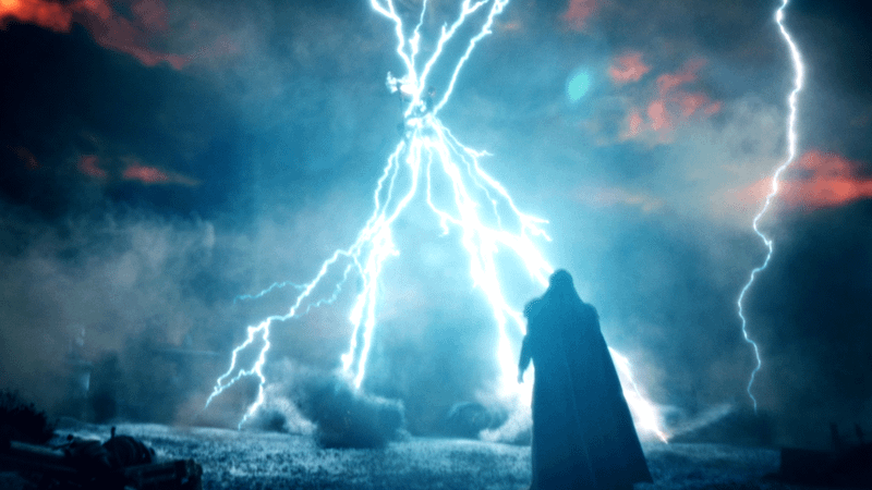 Thor wields lightning against Doctor Doom in Avengers: Doomsday.