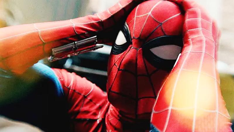 Spider-Man holding his head in the trailer.