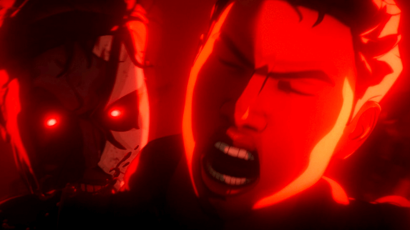 Shang-chi getting bitten by a zombie in marvel Zombies