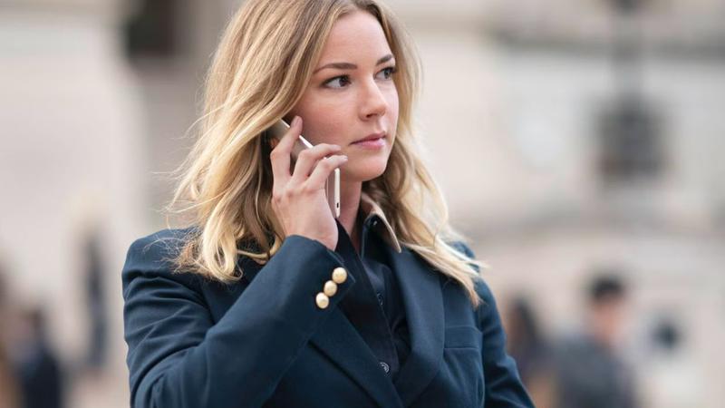 Sharon Carter on the phone in The Falcon and the Winter Soldier.
