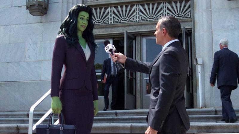 Jennifer Walters giving an interview in She-Hulk: Attorney at Law.