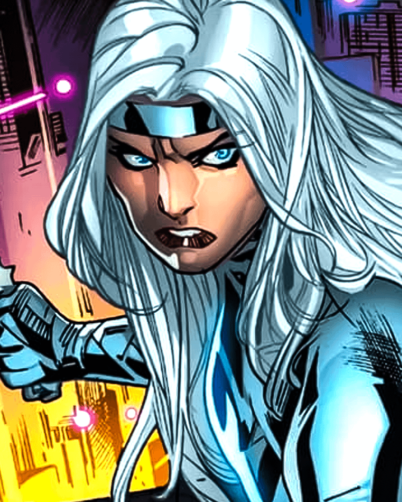 Silver Sable clenching her fist in Marvel Comics