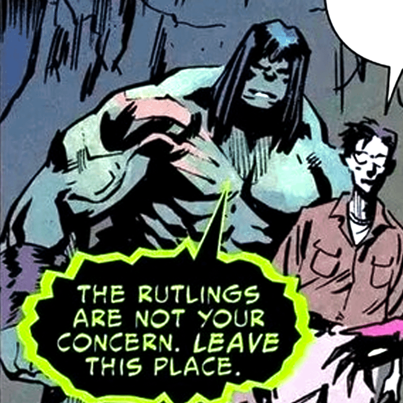 Skaar warns intruders to leave his current dwelling place.