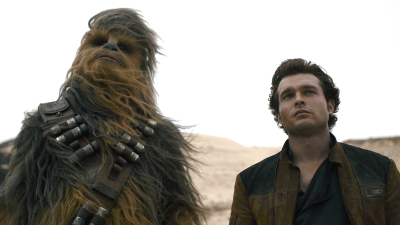Chewbacca and Han Solo in Solo: A Star Wars Story.