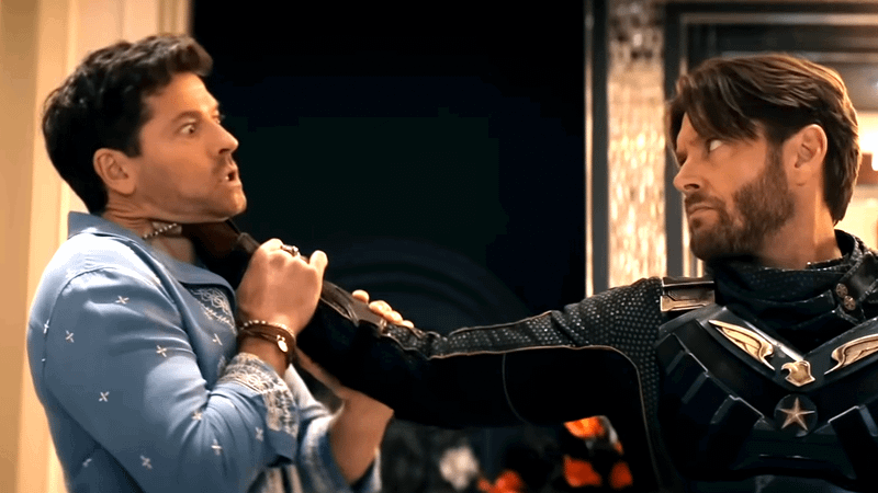 Soldier Boy vs. Misha Collins in The Boys Season 5, Episode 5.