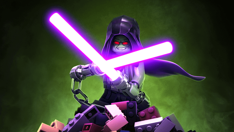 Solitus and his purple chained lightsaber in LEGO Star Wars: Rebuild the Galaxy: Pieces of the Past