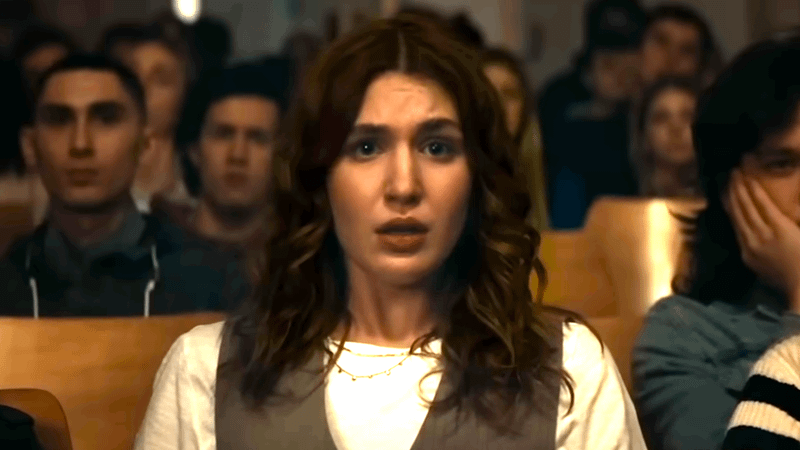 Sophie Nélisse as Shauna Shipman in Yellowjackets looking shocked