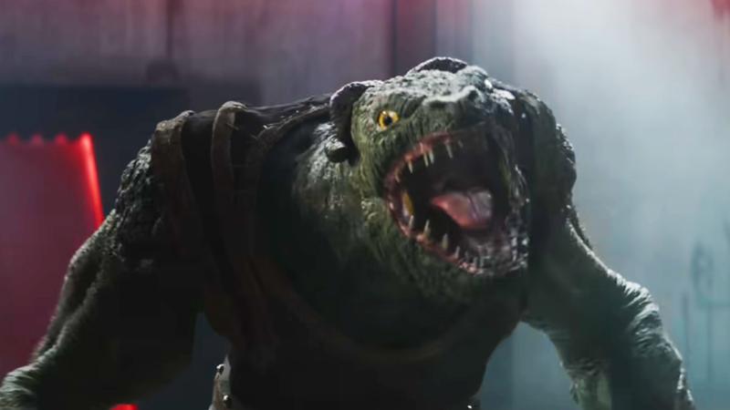 A Mantellian Savrip opening its mouth, showcasing its teeth and tongue.